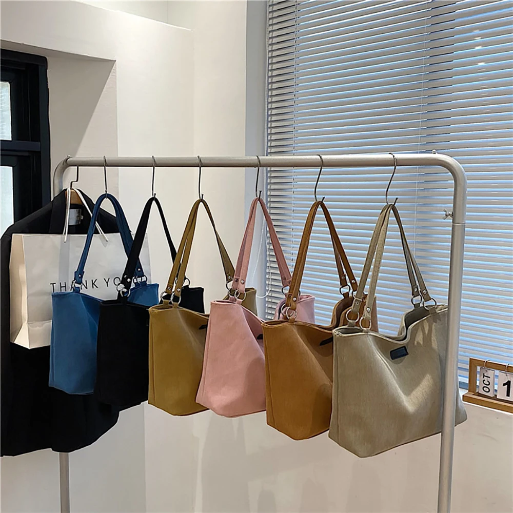 Sac fourre-tout en velours côtelé, sac simple de couleur unie de grande capacité
Sac fourre-tout en velours côtelé, sac simple de couleur unie de grande capacité