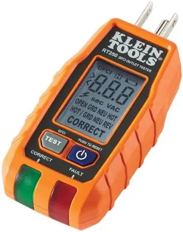 Тестер розеток Klein Tools RT250 GFCI – детектор напряжения с ЖК-дисплеем для розеток 120В
Тестер розеток Klein Tools RT250 GFCI – детектор напряжения с ЖК-дисплеем для розеток 120В