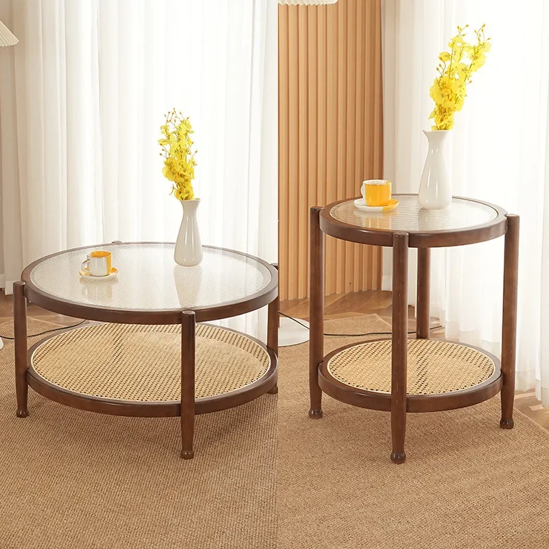 Solid wood rattan glass coffee table simple and fashionable new living room balcony leisure Changhong glass home
Solid wood rattan glass coffee table simple and fashionable new living room balcony leisure Changhong glass home