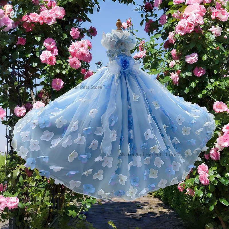 Pet Dog clothes floral lace gown trailing dress wedding photo shoot party festival outfit graceful design Costume for dogs
Pet Dog clothes floral lace gown trailing dress wedding photo shoot party festival outfit graceful design Costume for dogs