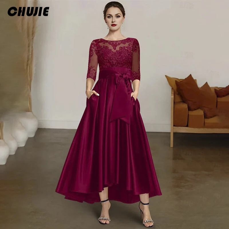 Burgundy Mother Of the Bride Dresses For Wedding Applique Satin Wedding Guest Dress Customized Ankle Length Formal Evening Gowns
Burgundy Mother Of the Bride Dresses For Wedding Applique Satin Wedding Guest Dress Customized Ankle Length Formal Evening Gowns