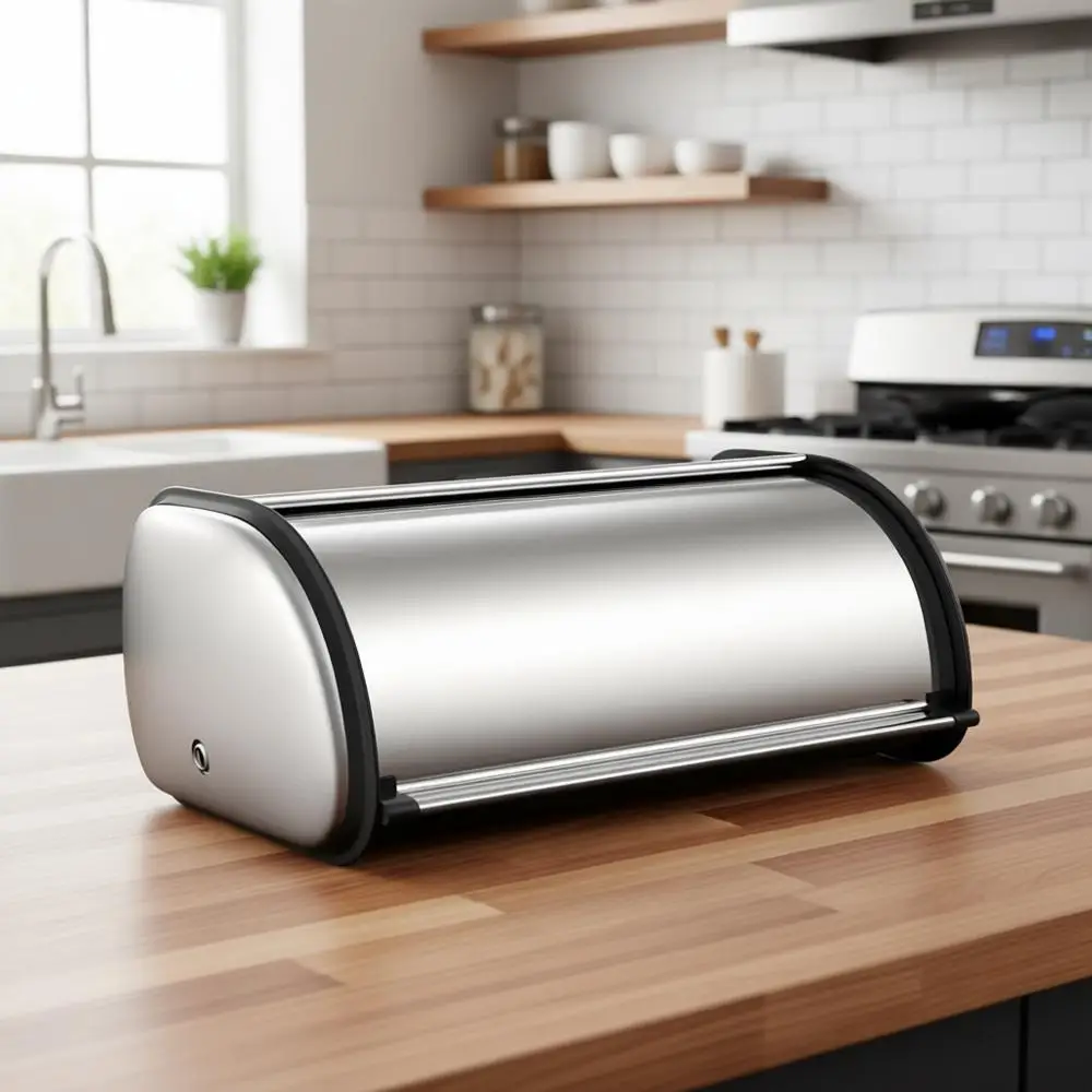 Большая хлебница из нержавеющей стали с откидной крышкой, серебристый контейнер для хранения хлеба с крышкой, 17 x 11 x 7 дюймов
Большая хлебница из нержавеющей стали с откидной крышкой, серебристый контейнер для хранения хлеба с крышкой, 17 x 11 x 7 дюймов