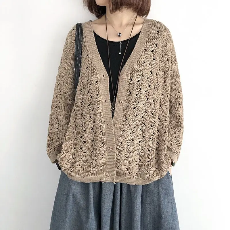 Women Autumn and Winter 2023 New Large-size Knitted Cardigan Sweater Korean Version of Loose Outer Wear Hollow Thin Coat Tide
Women Autumn and Winter 2023 New Large-size Knitted Cardigan Sweater Korean Version of Loose Outer Wear Hollow Thin Coat Tide