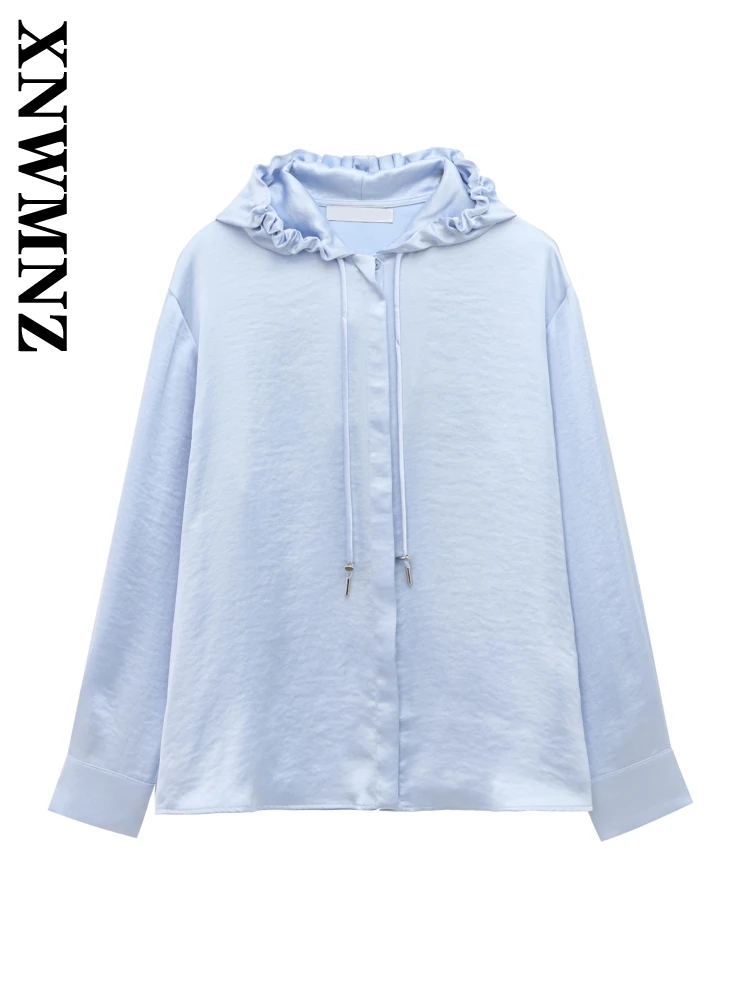 XNWMNZ 2025 Spring New Female Fashion Long Sleeve Satin Shirt Coat Sophisticated Woman drawstring Hooded Collar Top Outerwear
XNWMNZ 2025 Spring New Female Fashion Long Sleeve Satin Shirt Coat Sophisticated Woman drawstring Hooded Collar Top Outerwear