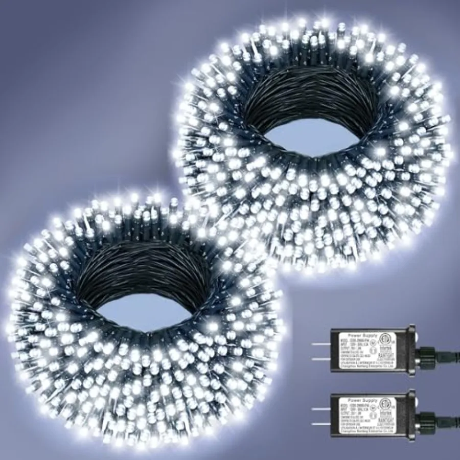 2 Pack Christmas Lights Outdoor, Total 200Feet 600LED String Lights for Outside with 8 Modes Waterproof, Wire Fairy Twinkle Lig
2 Pack Christmas Lights Outdoor, Total 200Feet 600LED String Lights for Outside with 8 Modes Waterproof, Wire Fairy Twinkle Lig