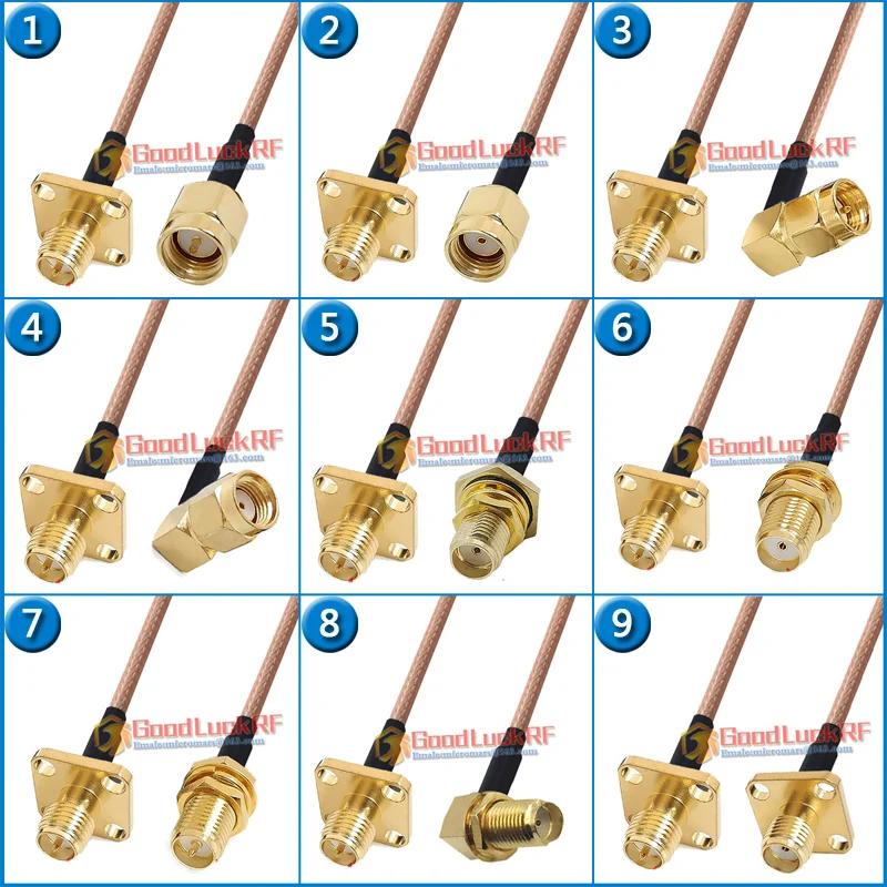 RPSMA Female 4 hole Flange to RP SMA Male RP-SMA RPSMA Female Right Angle Washer Nut Pigtail Jumper RG316 Extend cable 50ohm
RPSMA Female 4 hole Flange to RP SMA Male RP-SMA RPSMA Female Right Angle Washer Nut Pigtail Jumper RG316 Extend cable 50ohm