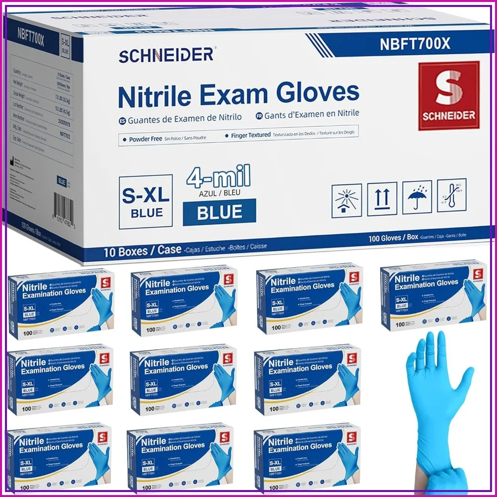 Medical Nitrile Exam Gloves, 4 mil, Powder-Free, Latex-Free, Disposable for Cleaning and Food Prep
Medical Nitrile Exam Gloves, 4 mil, Powder-Free, Latex-Free, Disposable for Cleaning and Food Prep