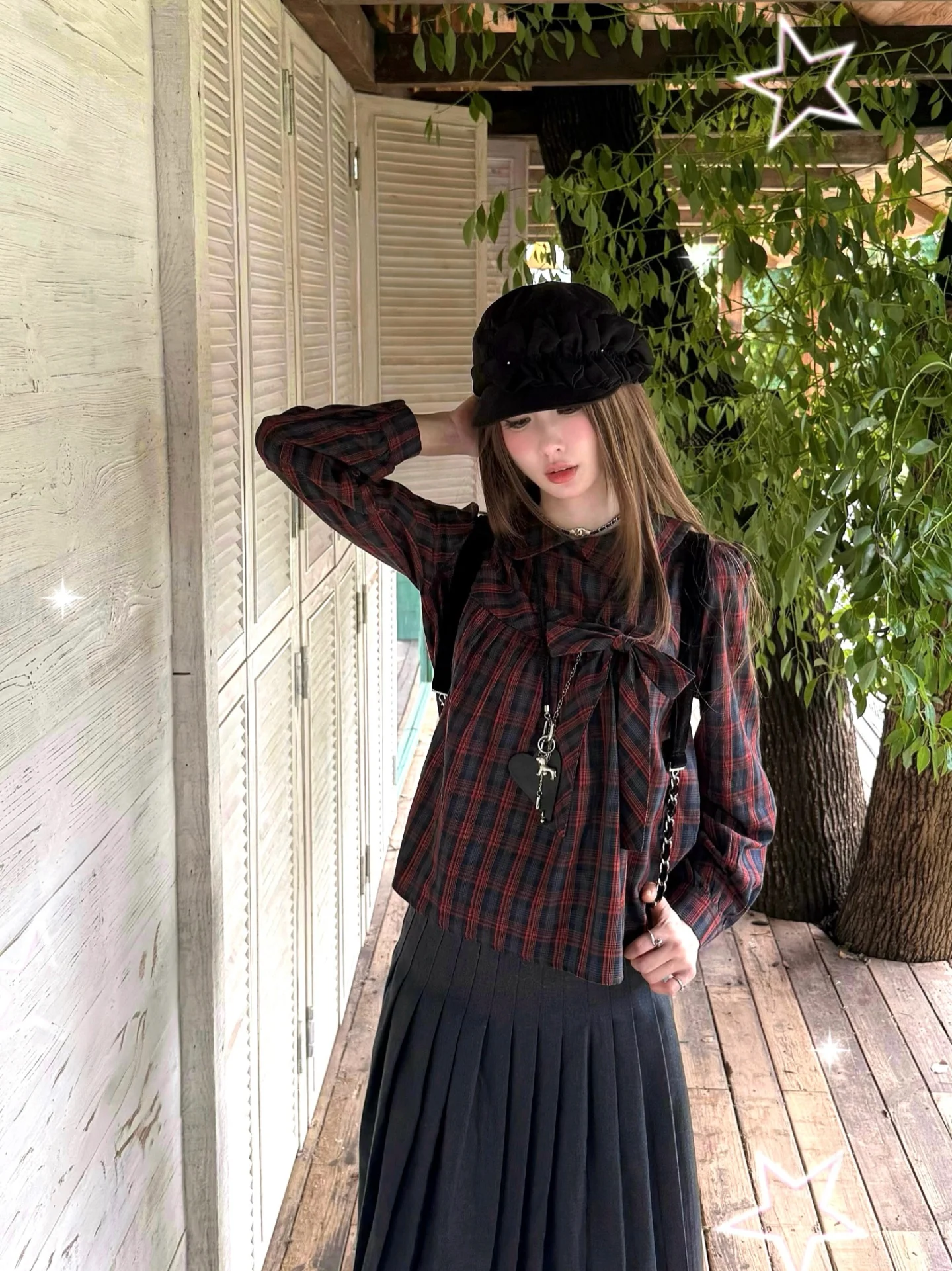 Heyna Retro Girl Doll Collar Knot Long Sve Pure Cotton irt Cardigan Red And White Stripes Adult Faion Set
Heyna Retro Girl Doll Collar Knot Long Sve Pure Cotton irt Cardigan Red And White Stripes Adult Faion Set