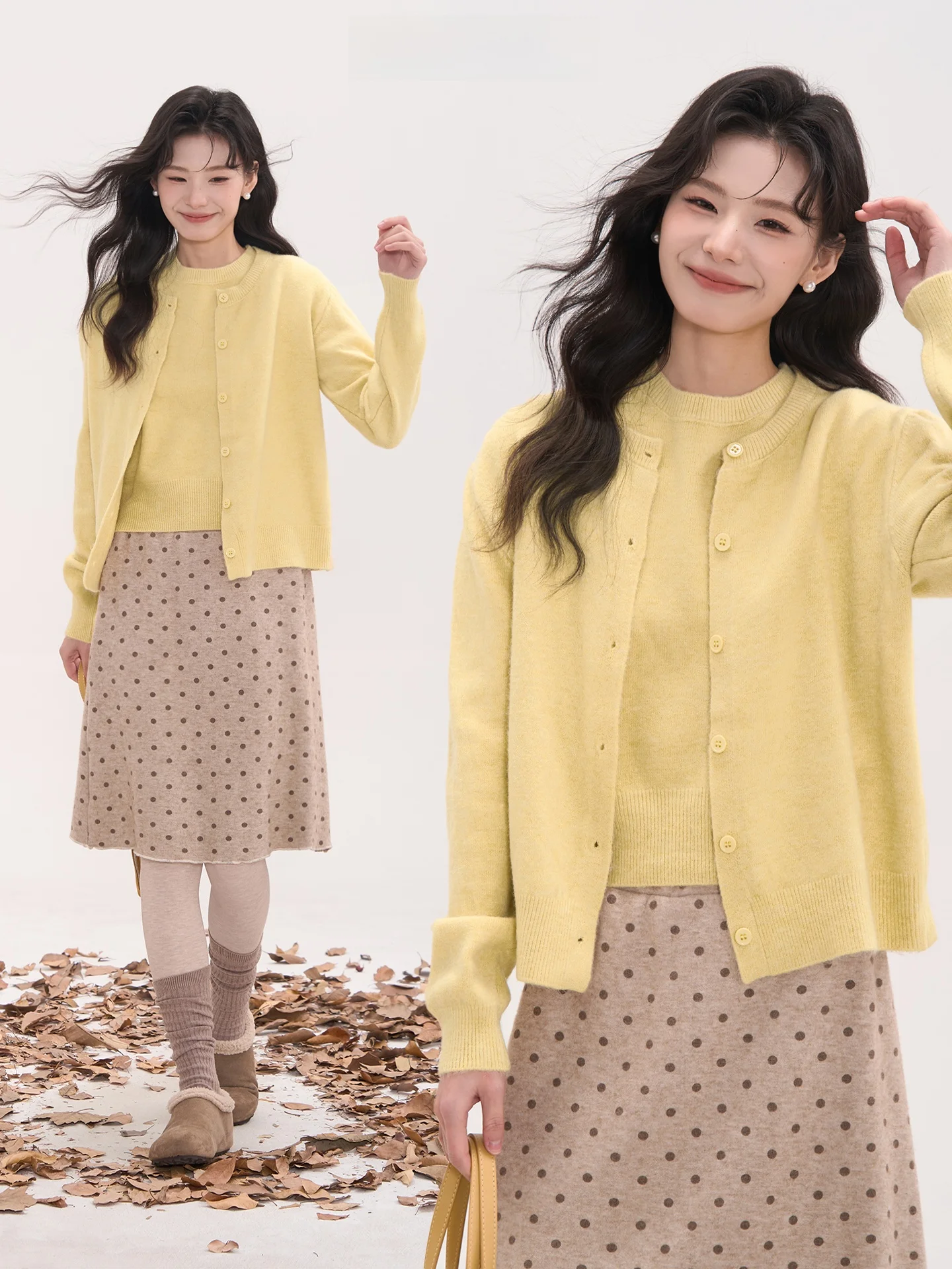 Корейский простой вязаный свитер с эффектом вращения и кардиган для женщин, зимний комплект из двух предметов, теплый, цветной
Корейский простой вязаный свитер с эффектом вращения и кардиган для женщин, зимний комплект из двух предметов, теплый, цветной