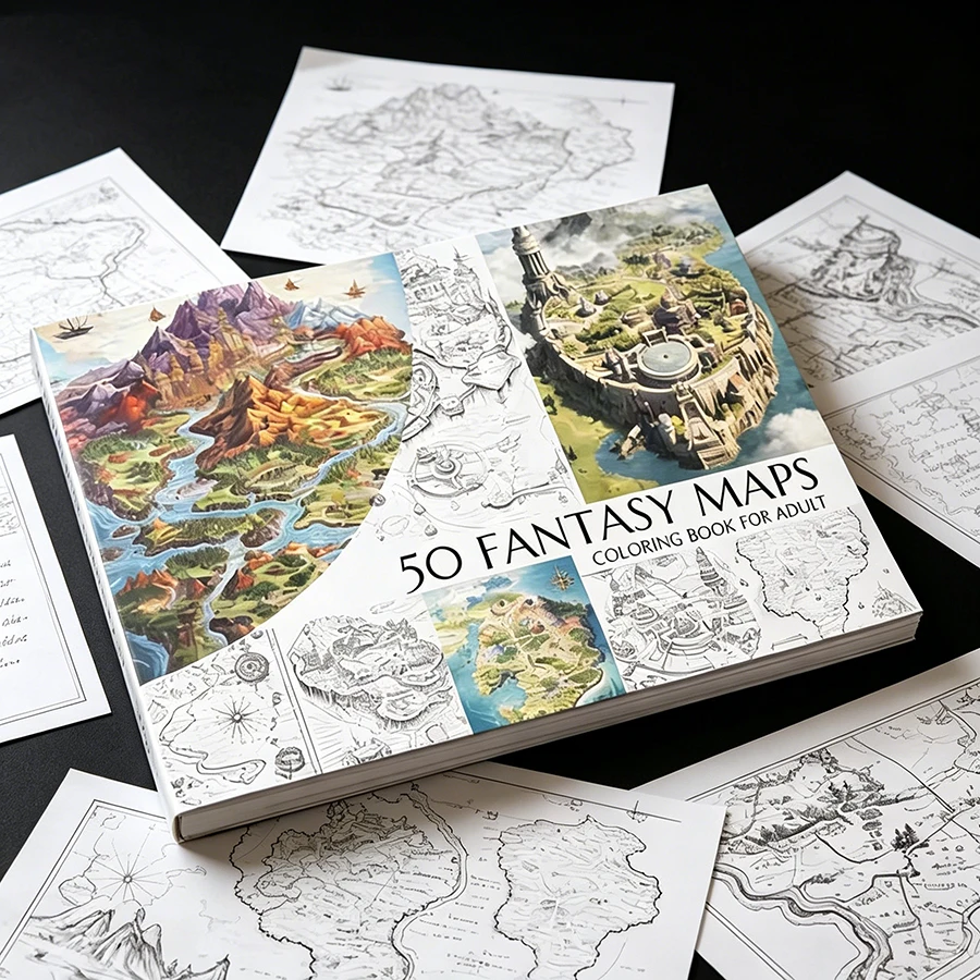 1Set Dreamy Map Coloring Book Professional Pen Control Painting Paper, Includes 50pcs Different Complex Vintage Map Line Drawings, A4 Size Coloring Book, Showcasing Rich Topographic Details, Including Rivers, Castles, Mountains
1Set Dreamy Map Coloring Book Professional Pen Control Painting Paper, Includes 50pcs Different Complex Vintage Map Line Drawings, A4 Size Coloring Book, Showcasing Rich Topographic Details, Including Rivers, Castles, Mountains 