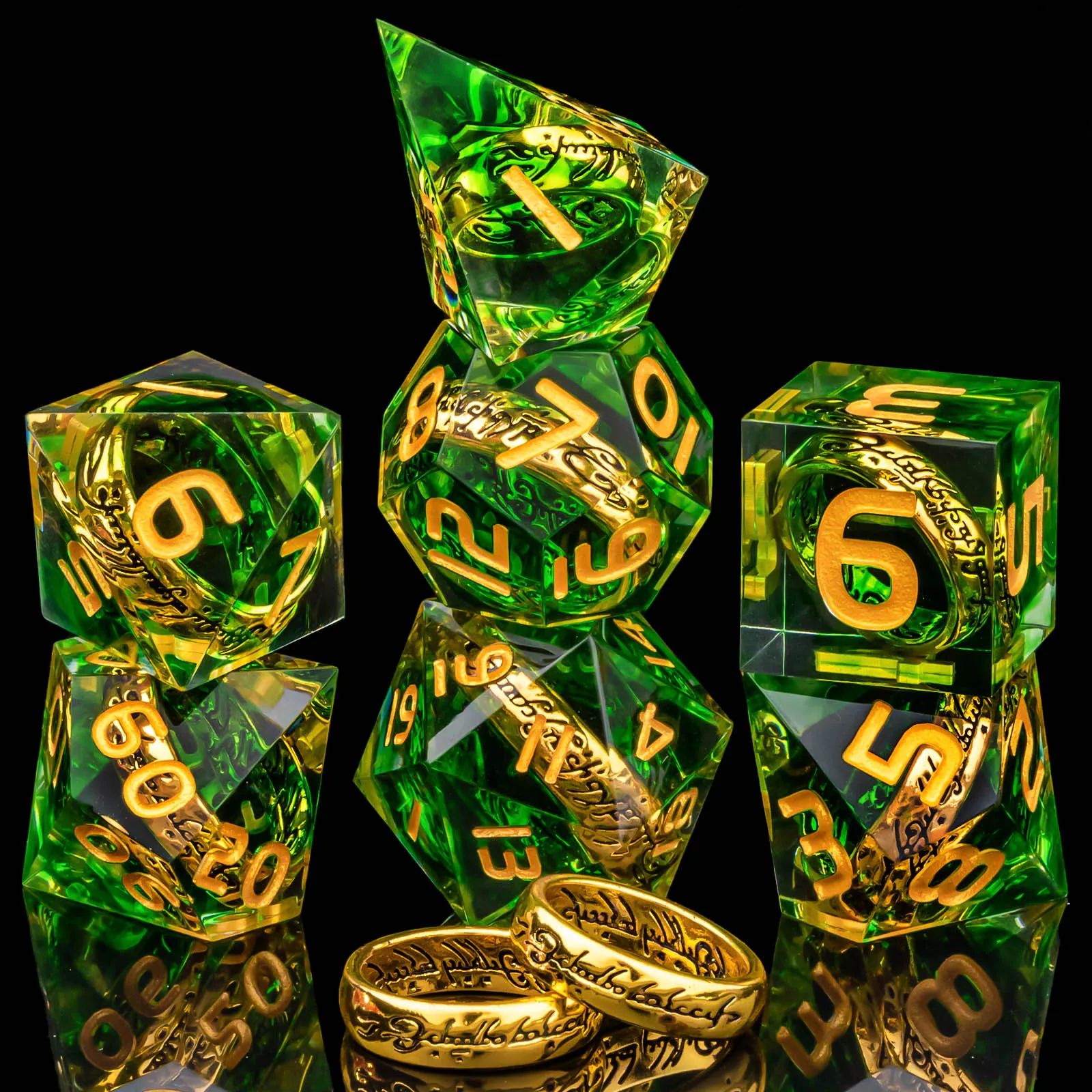 Magic Lord Ring DND Dice Set, 7Pcs Resin LOTR D&D Dice Set for Role Playing Game, Green Dungeons and Dragons Sharp Edge Dice Set
Magic Lord Ring DND Dice Set, 7Pcs Resin LOTR D&D Dice Set for Role Playing Game, Green Dungeons and Dragons Sharp Edge Dice Set
