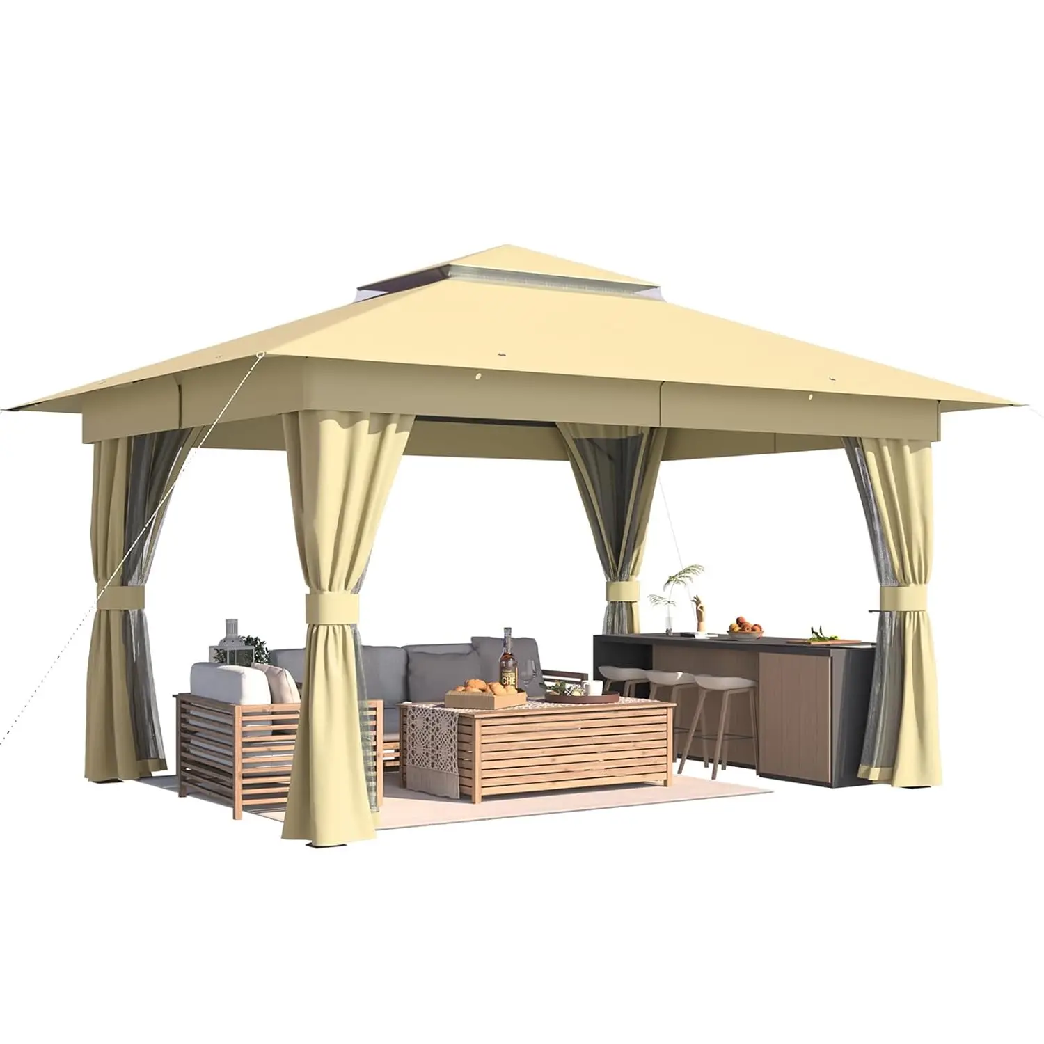 10x13 Heavy Duty Gazebo Canopy Double Roof Curtains Netting Deck Lawn Backyard, Customized
10x13 Heavy Duty Gazebo Canopy Double Roof Curtains Netting Deck Lawn Backyard, Customized