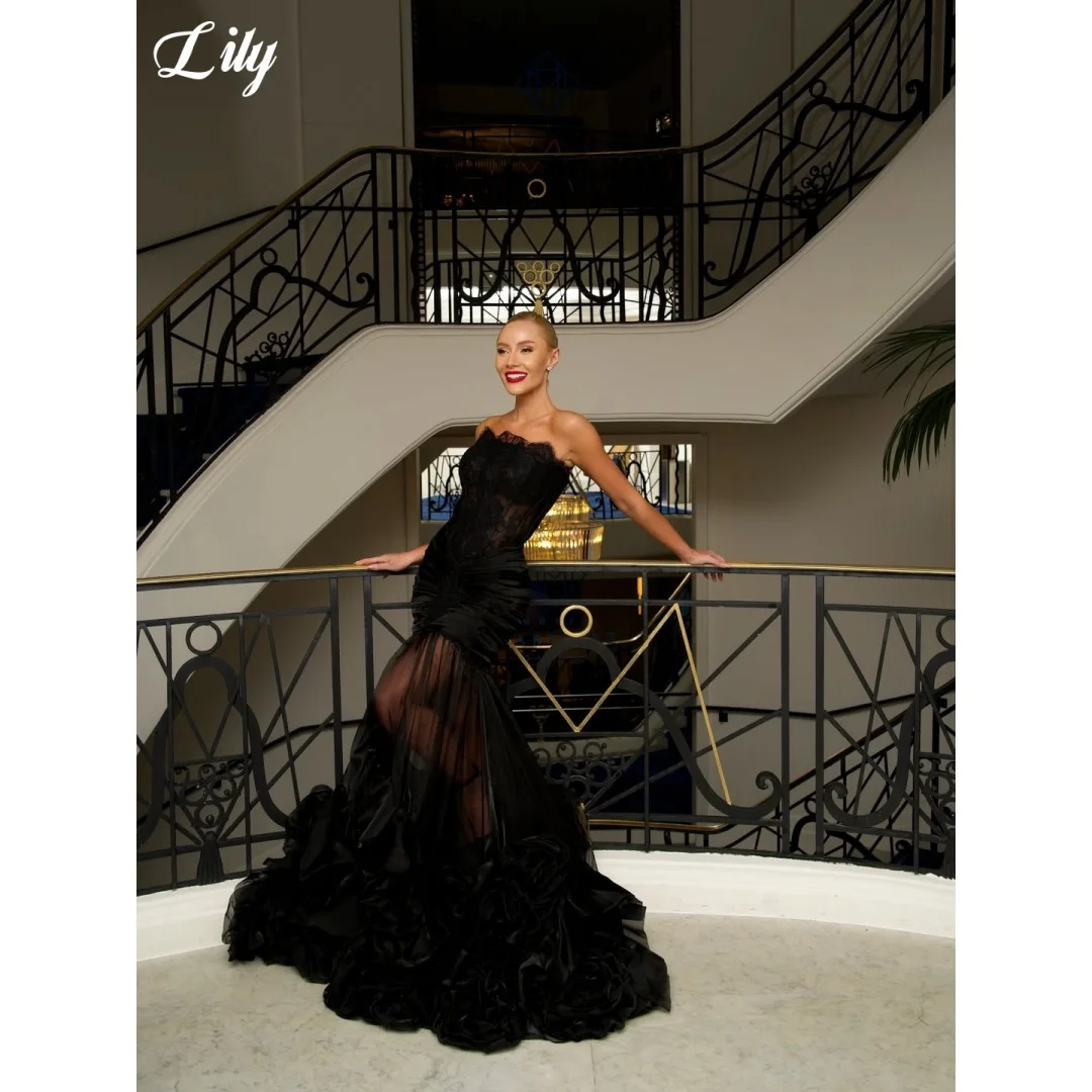 Lily Sheer Lace Corset Prom Dress Strapless Ruched Bodycon Evening Dress 3D Floral Organza Hem Long Train Party Gown Customized
Lily Sheer Lace Corset Prom Dress Strapless Ruched Bodycon Evening Dress 3D Floral Organza Hem Long Train Party Gown Customized