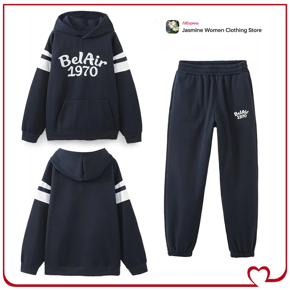 Stylish Contrast Embroidered Tracksuits for Women Navy Co-ord Sets Hooded Sweatshirt with Kangaroo Pocket and Tonal Jogger Pants
Stylish Contrast Embroidered Tracksuits for Women Navy Co-ord Sets Hooded Sweatshirt with Kangaroo Pocket and Tonal Jogger Pants