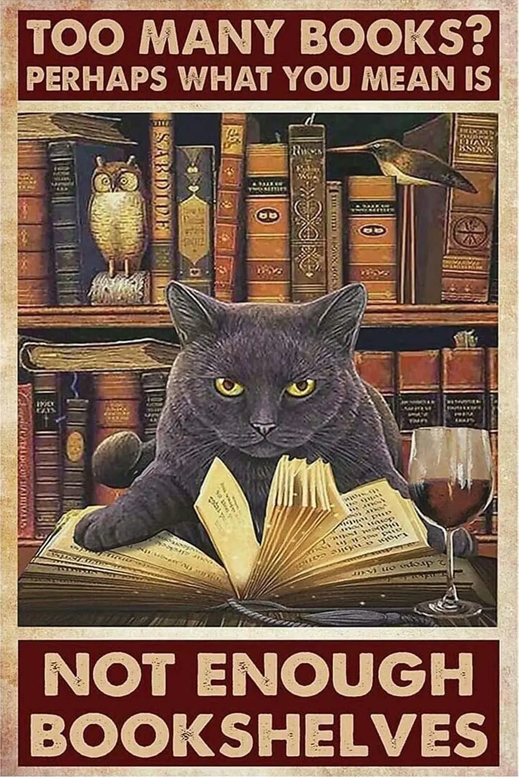 Retro Black Cats Bookshelf Metal Tin Sign Vintage Coffee Wall Coffee Bar Decor 8x12 Inch Tin Sign Wall Decoration
Retro Black Cats Bookshelf Metal Tin Sign Vintage Coffee Wall Coffee Bar Decor 8x12 Inch Tin Sign Wall Decoration