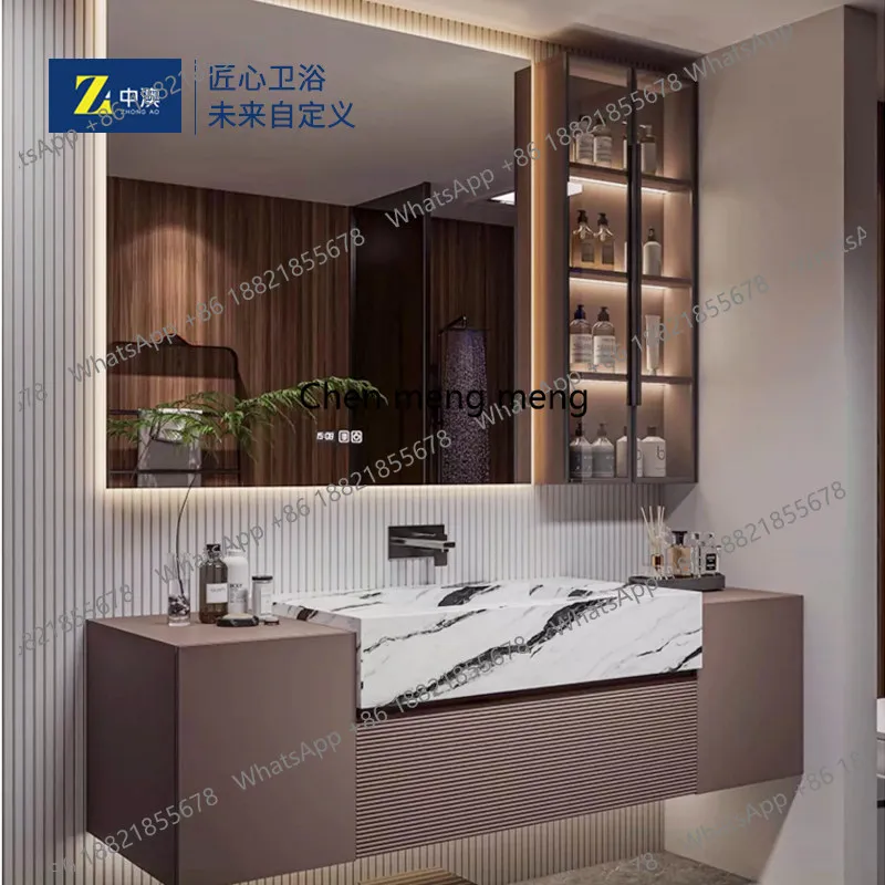 Designer light luxury bathroom cabinet combination oak slate integrated basin Corian toilet
Designer light luxury bathroom cabinet combination oak slate integrated basin Corian toilet