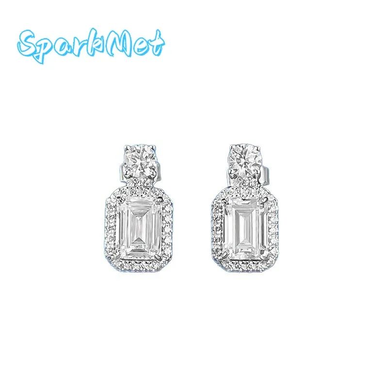 Женские серьги-гвоздики, 100% 2 + 2 карата, изумрудная огранка, муассанит с сертификатом, 100% тест на бриллианты, серебряные ювелирные серьги S925, подарок 
Женские серьги-гвоздики, 100% 2 + 2 карата, изумрудная огранка, муассанит с сертификатом, 100% тест на бриллианты, серебряные ювелирные серьги S925, подарок