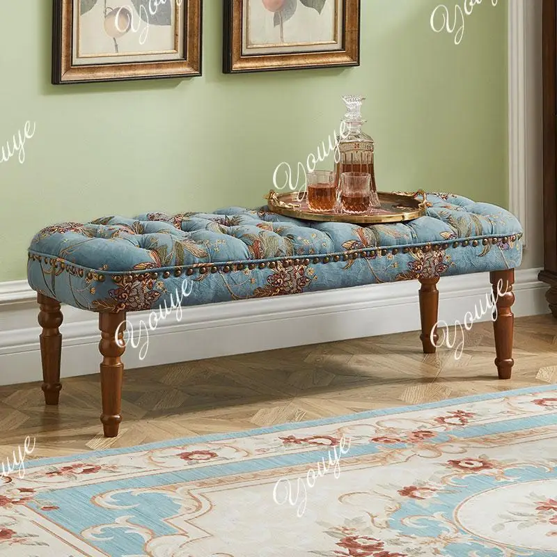 American all-solid wood bedside stool fabric soft bag sofa stool European retro light luxury living room pedal
American all-solid wood bedside stool fabric soft bag sofa stool European retro light luxury living room pedal