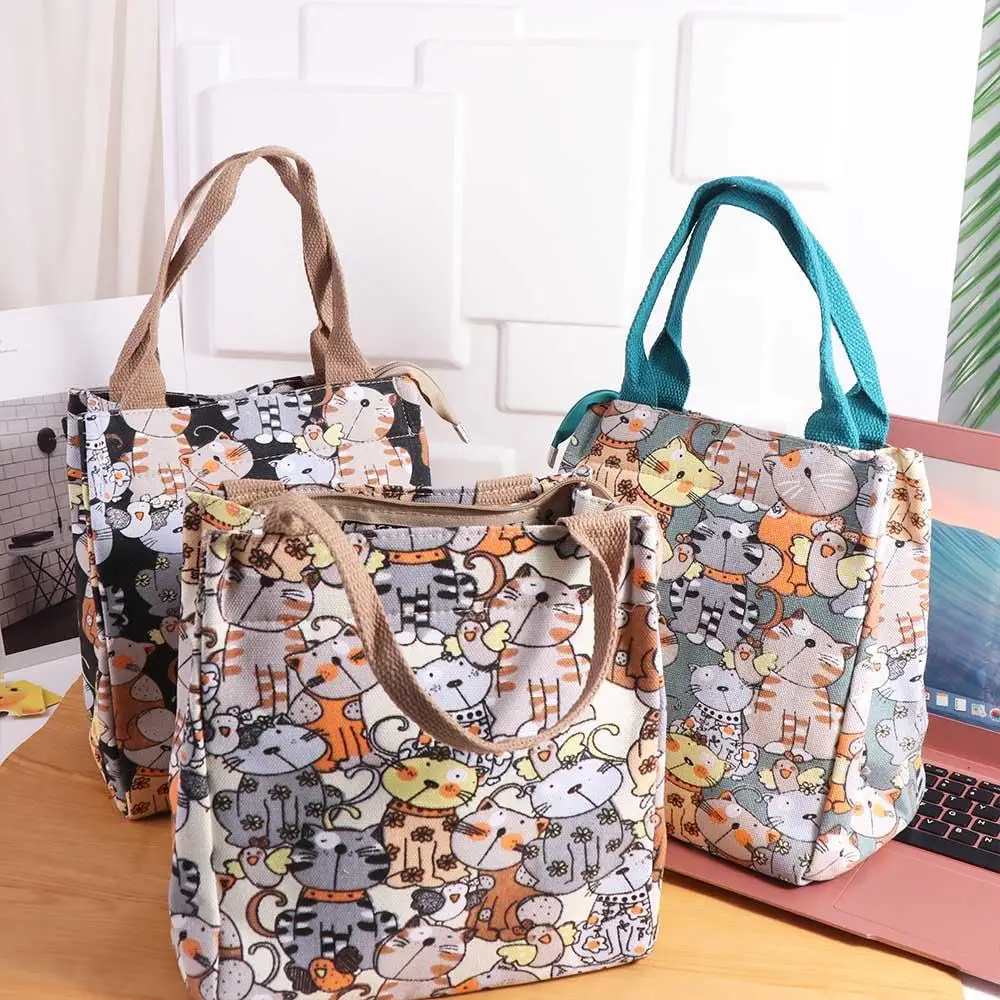 Casual Cat Pattern Cartoon Lunch Bags Storage Bag Phone Pockets Portable Mommy Bag Large Capacity Canvas Handbag Women
Casual Cat Pattern Cartoon Lunch Bags Storage Bag Phone Pockets Portable Mommy Bag Large Capacity Canvas Handbag Women