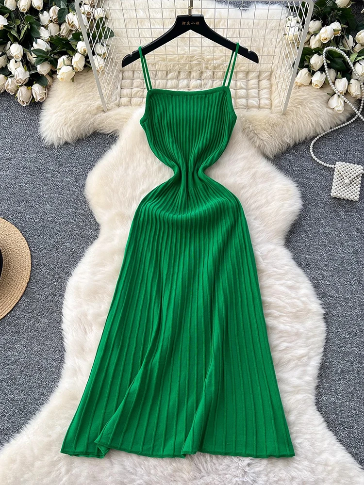 Chic Fashion Sexy A-line Knitted Summer Dress 2025 Women Elastic Slim Suspender Sleeveless Party Long Dress Women's Clothing
Chic Fashion Sexy A-line Knitted Summer Dress 2025 Women Elastic Slim Suspender Sleeveless Party Long Dress Women's Clothing