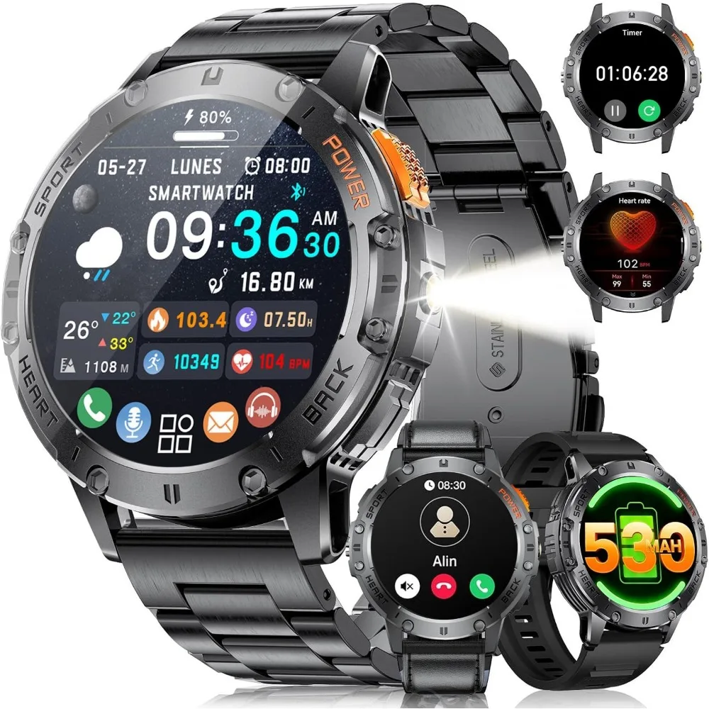 Smartwatch With 530mAh Battery, 1.43" AMOLED Display, Over 170 Sport Modes, 5ATM Waterproof Fitness Tracker, 3 Straps For IOS &
Smartwatch With 530mAh Battery, 1.43" AMOLED Display, Over 170 Sport Modes, 5ATM Waterproof Fitness Tracker, 3 Straps For IOS &