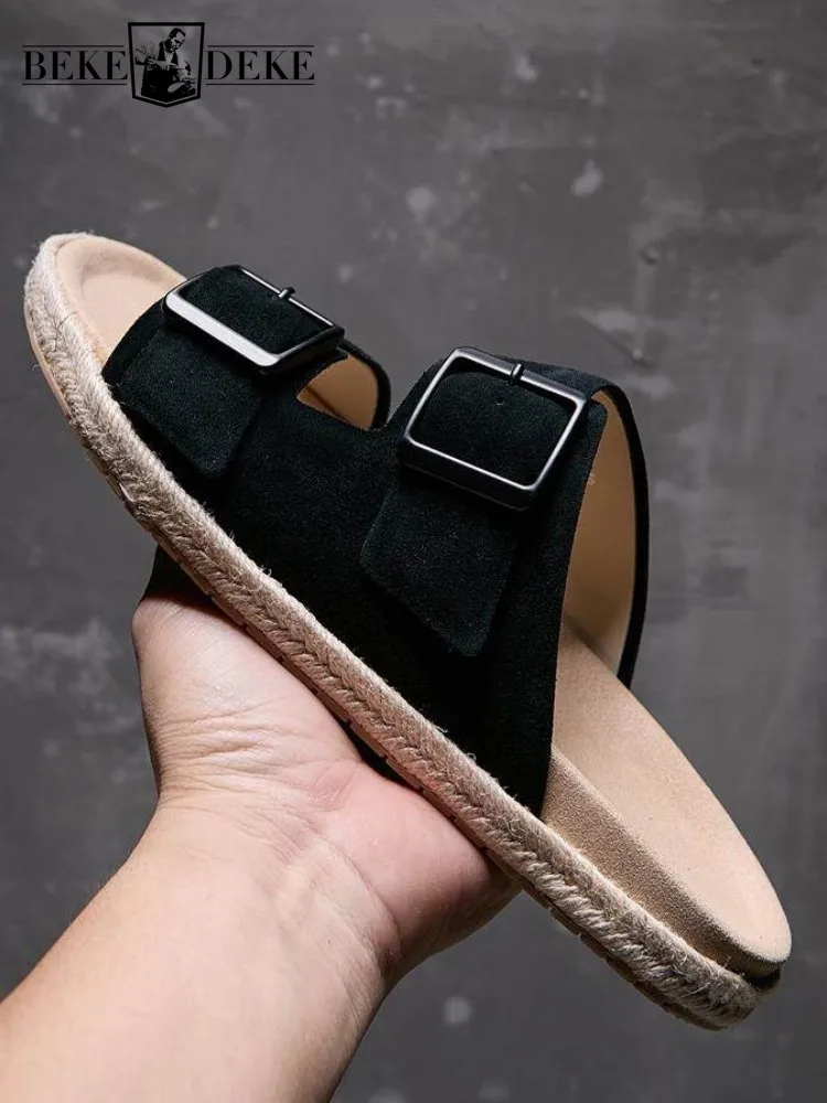 Concise Male Solid Color Genuine Leather Open Toe Platform Slippers Fashion Buckle Hard Wearing Slip On Suede Cowhide Footwear
Concise Male Solid Color Genuine Leather Open Toe Platform Slippers Fashion Buckle Hard Wearing Slip On Suede Cowhide Footwear