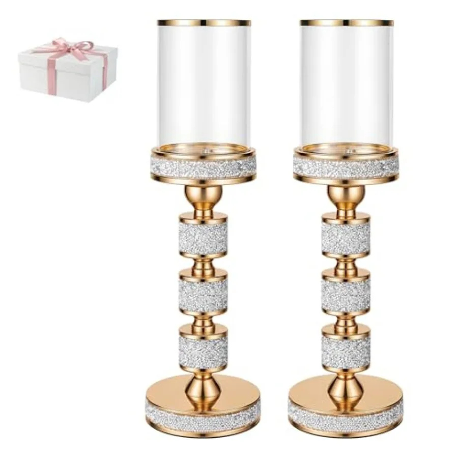 15.9" Tall Pillar Candle Holder with Wind Proof, Metal Hurricane Holders, Crystal Candle Holders for Table Centerpieces, Home D
15.9" Tall Pillar Candle Holder with Wind Proof, Metal Hurricane Holders, Crystal Candle Holders for Table Centerpieces, Home D