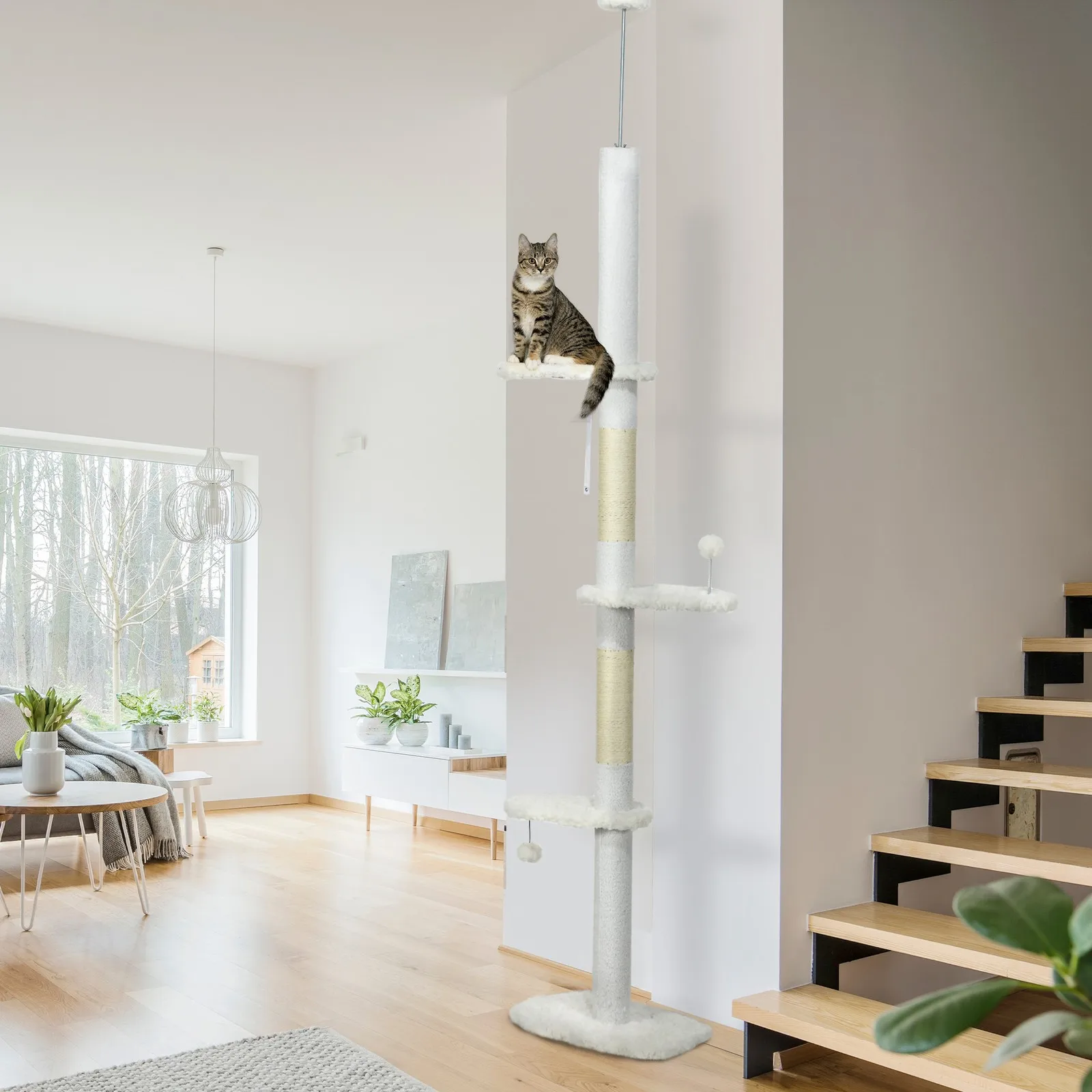 8.4' Floor to Ceiling Cat Tree, Adjustable Height, Cloud Shape White
8.4' Floor to Ceiling Cat Tree, Adjustable Height, Cloud Shape White
