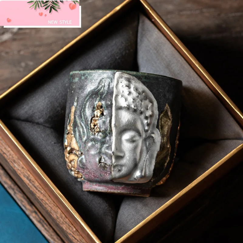 80ml Pure Handmade Colorful Gold Silver Ceramic Teacup Half Buddha Fase Master Cup Personal Meditation Cup Drinkware Customized
80ml Pure Handmade Colorful Gold Silver Ceramic Teacup Half Buddha Fase Master Cup Personal Meditation Cup Drinkware Customized