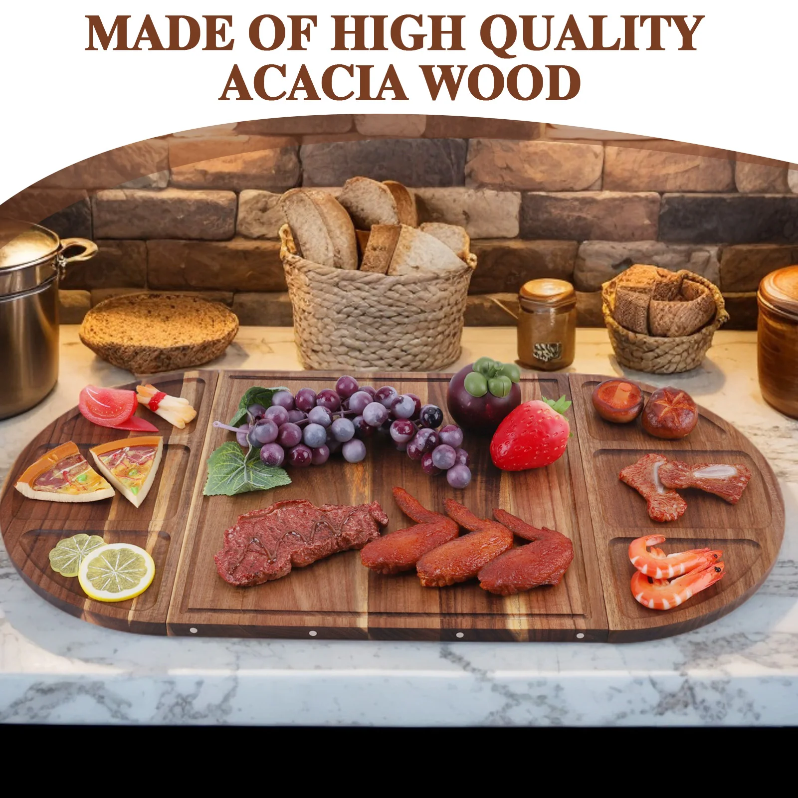 Acacia Wood Serving Tray Multi-Function Charcuterie Board with Grooves Food Tray Magnetic for Fruits Vegetables Breakfast in Bed
Acacia Wood Serving Tray Multi-Function Charcuterie Board with Grooves Food Tray Magnetic for Fruits Vegetables Breakfast in Bed