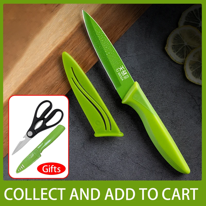 TJ POP High Carbon Stainless Steel 4 Inch Paring Knife PP and TPR Handle Sharp Fruit Utility Kitchen Knives with Scissors Gift 
TJ POP High Carbon Stainless Steel 4 Inch Paring Knife PP and TPR Handle Sharp Fruit Utility Kitchen Knives with Scissors Gift