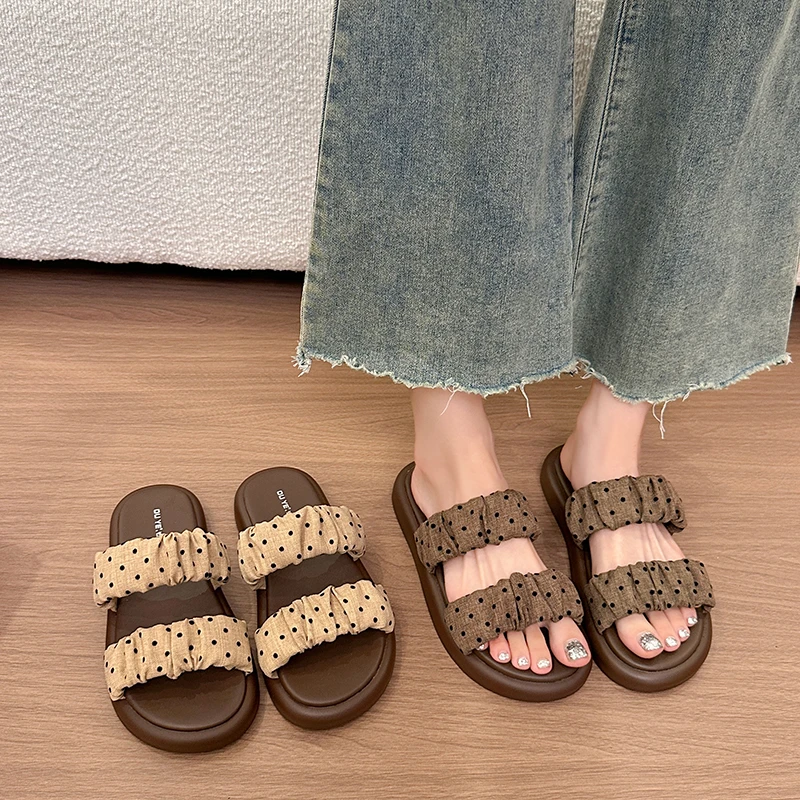 Vintage Summer Women Open Toe Polka Dot Slippers Concise Slip On Soft Sole Flats Shoes Ladies Outdoor Beach Daily Walking Slides
Vintage Summer Women Open Toe Polka Dot Slippers Concise Slip On Soft Sole Flats Shoes Ladies Outdoor Beach Daily Walking Slides