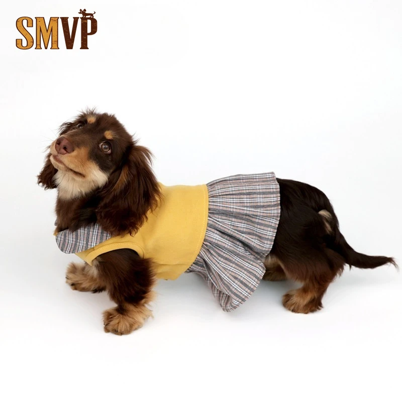Spring and Summer Thin Yellow Blending Plaid Doll Collar Cute Dress with Traction Hook Pet Kitten Small Dog Dress Dogs Clothes
Spring and Summer Thin Yellow Blending Plaid Doll Collar Cute Dress with Traction Hook Pet Kitten Small Dog Dress Dogs Clothes