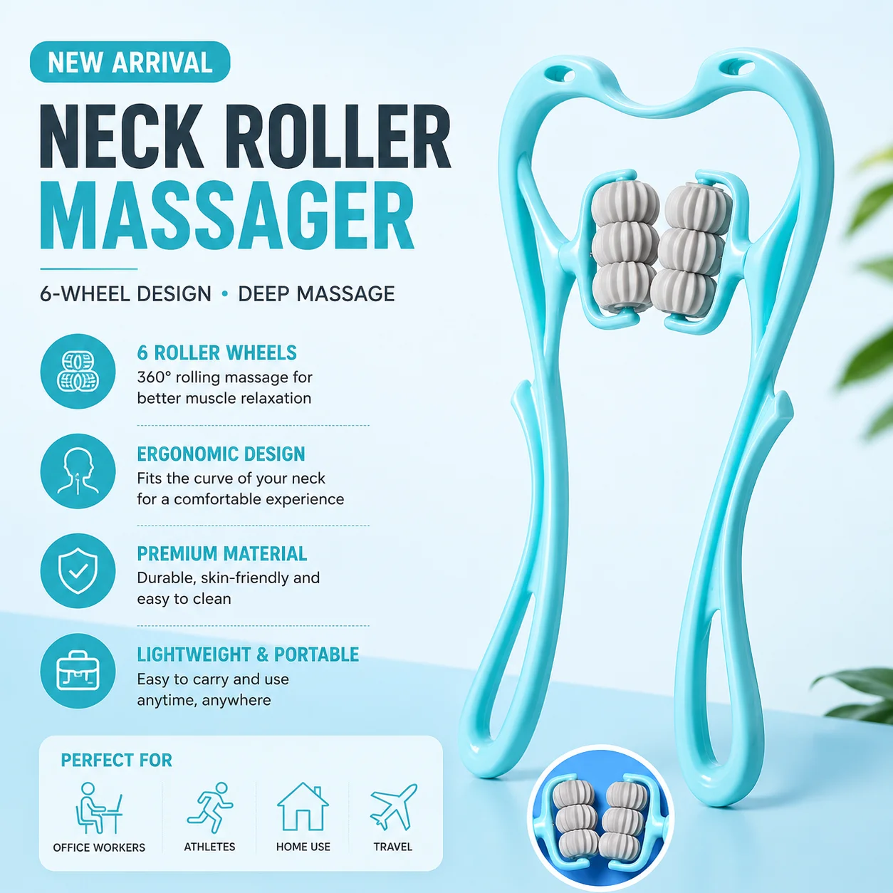 Manual cervical massager, shoulder and neck massage tool, neck massager, multifunctional kneading and neck unblocking device
Manual cervical massager, shoulder and neck massage tool, neck massager, multifunctional kneading and neck unblocking device
