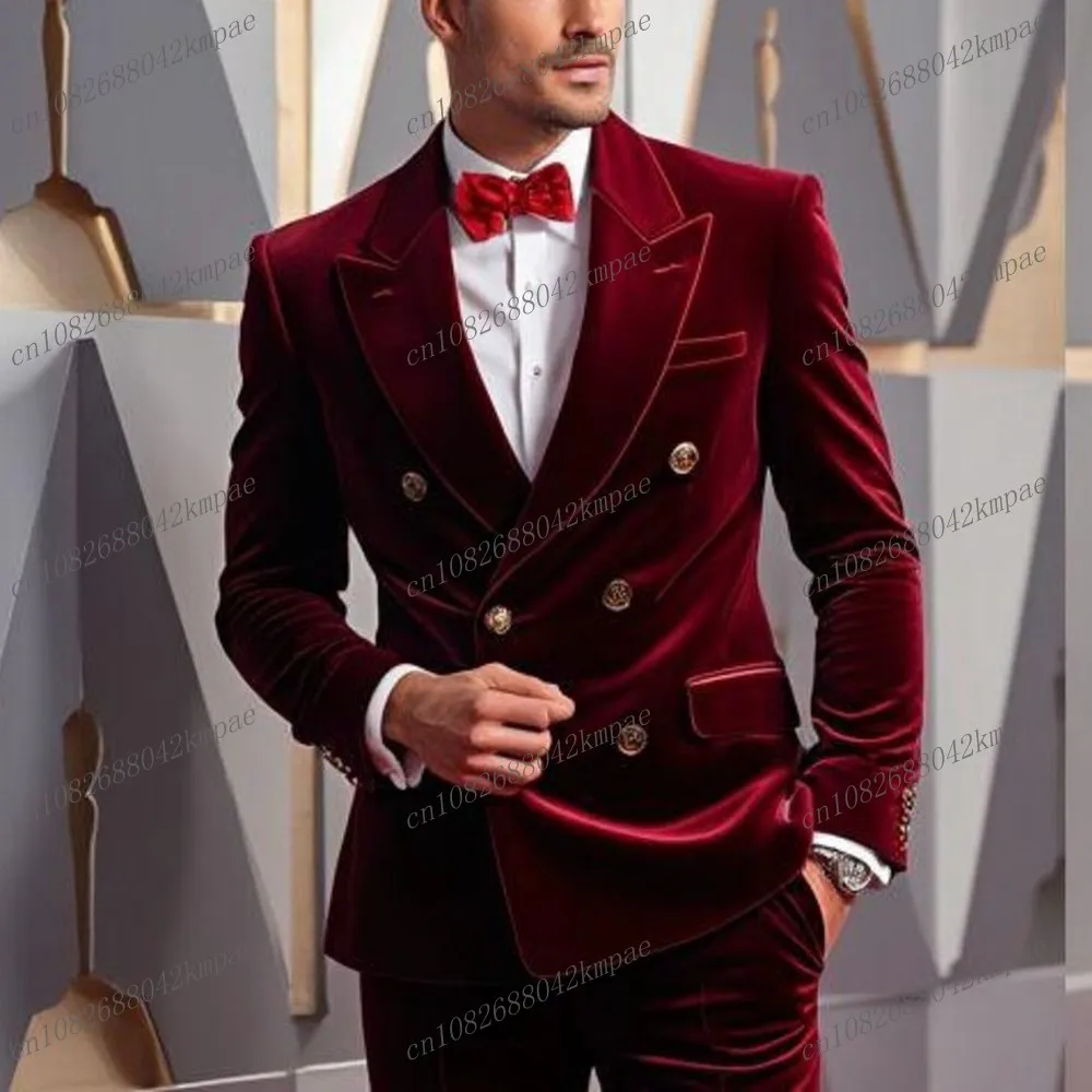 New Style Burgundy Velvet Men Suit Formal Business Groom Groomsman Wedding Party Prom Male Tuxedos 2 Piece Set Blazer Pants
New Style Burgundy Velvet Men Suit Formal Business Groom Groomsman Wedding Party Prom Male Tuxedos 2 Piece Set Blazer Pants