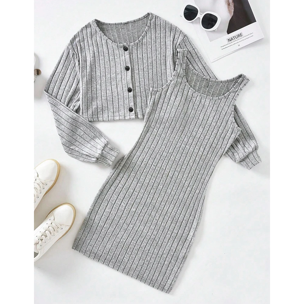 Mia Muse Women's Sets Autumn Winter Daily Simple Knitted Solid Long Sleeve Top Sleeveless Round Neck Mini Skirt Sets
Mia Muse Women's Sets Autumn Winter Daily Simple Knitted Solid Long Sleeve Top Sleeveless Round Neck Mini Skirt Sets