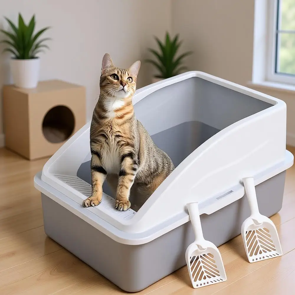 Коробки для кошачьего туалета XL с крышкой для крупных кошек и нескольких кошек | Высококачественный, с защитой от протекания мочи | Серебристая антипригарная подставка (серебристый цвет)
Коробки для кошачьего туалета XL с крышкой для крупных кошек и нескольких кошек | Высококачественный, с защитой от протекания мочи | Серебристая антипригарная подставка (серебристый цвет)