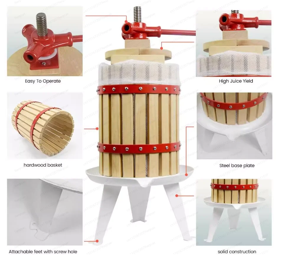 1.6 gallon manual basket apple press, fruit wine grape press
1.6 gallon manual basket apple press, fruit wine grape press
