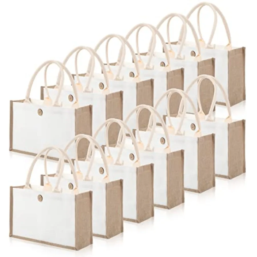 12 Pieces Jute Tote Bags Burlap Tote Beach Bags with Handles Reusable Waterproof Tote Shopping Bag Blank DIY Canvas Gift Bag
12 Pieces Jute Tote Bags Burlap Tote Beach Bags with Handles Reusable Waterproof Tote Shopping Bag Blank DIY Canvas Gift Bag