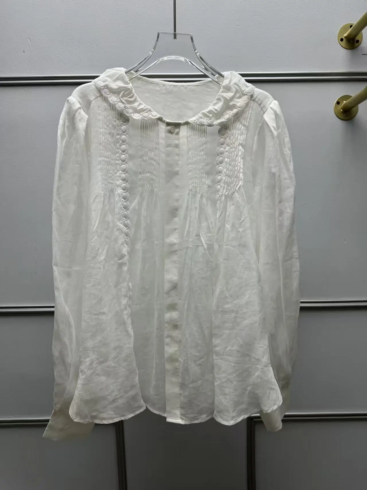 French Style Embroidered Loose Shirt Women's Summer Top Cute Lace Collar Cotton Long Sleeve Shirt Sweet Doll Collar Blouse
French Style Embroidered Loose Shirt Women's Summer Top Cute Lace Collar Cotton Long Sleeve Shirt Sweet Doll Collar Blouse