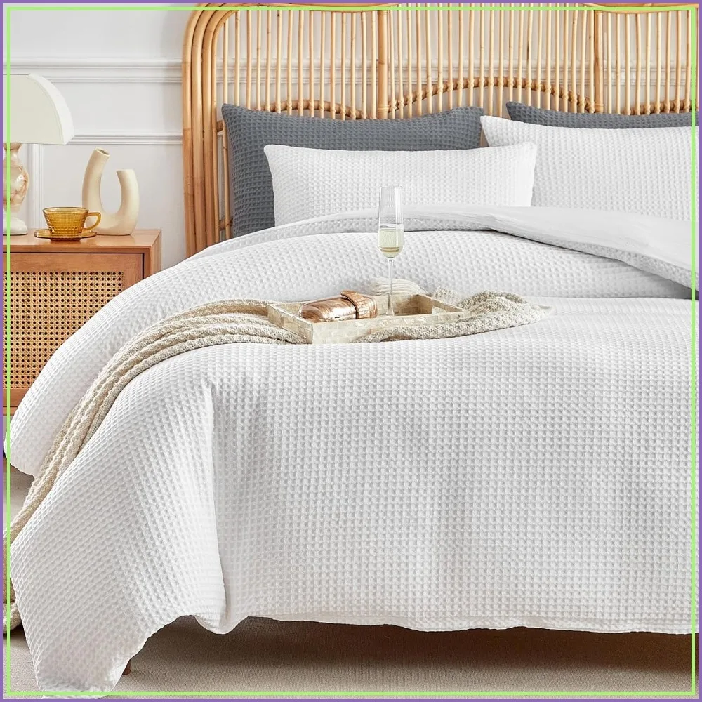Waffle Weave Duvet Cover King Size, White Textured Bedding Set, Soft Breathable Microfiber 3 Pieces
Waffle Weave Duvet Cover King Size, White Textured Bedding Set, Soft Breathable Microfiber 3 Pieces
