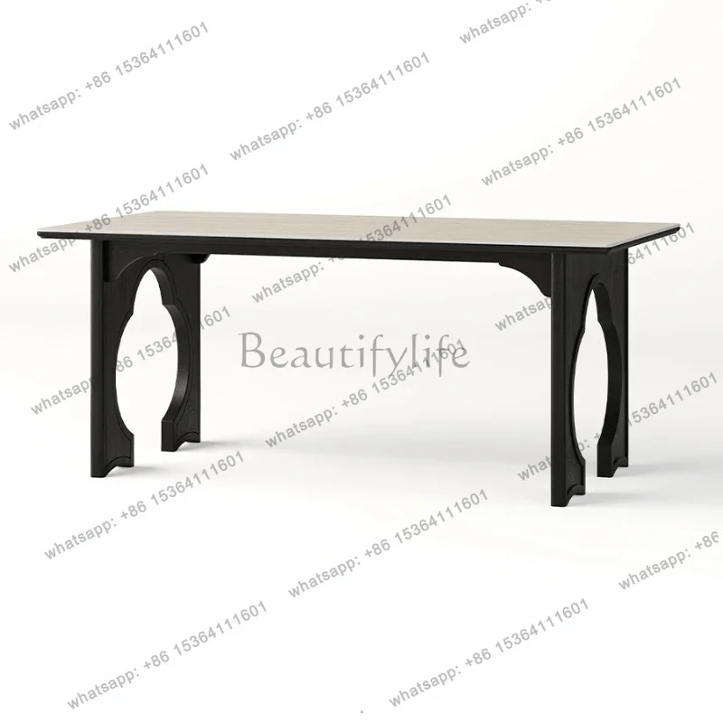 zj.Dining table French retro style solid wood dining table rock slab new Chinese style medieval style square tea table
zj.Dining table French retro style solid wood dining table rock slab new Chinese style medieval style square tea table