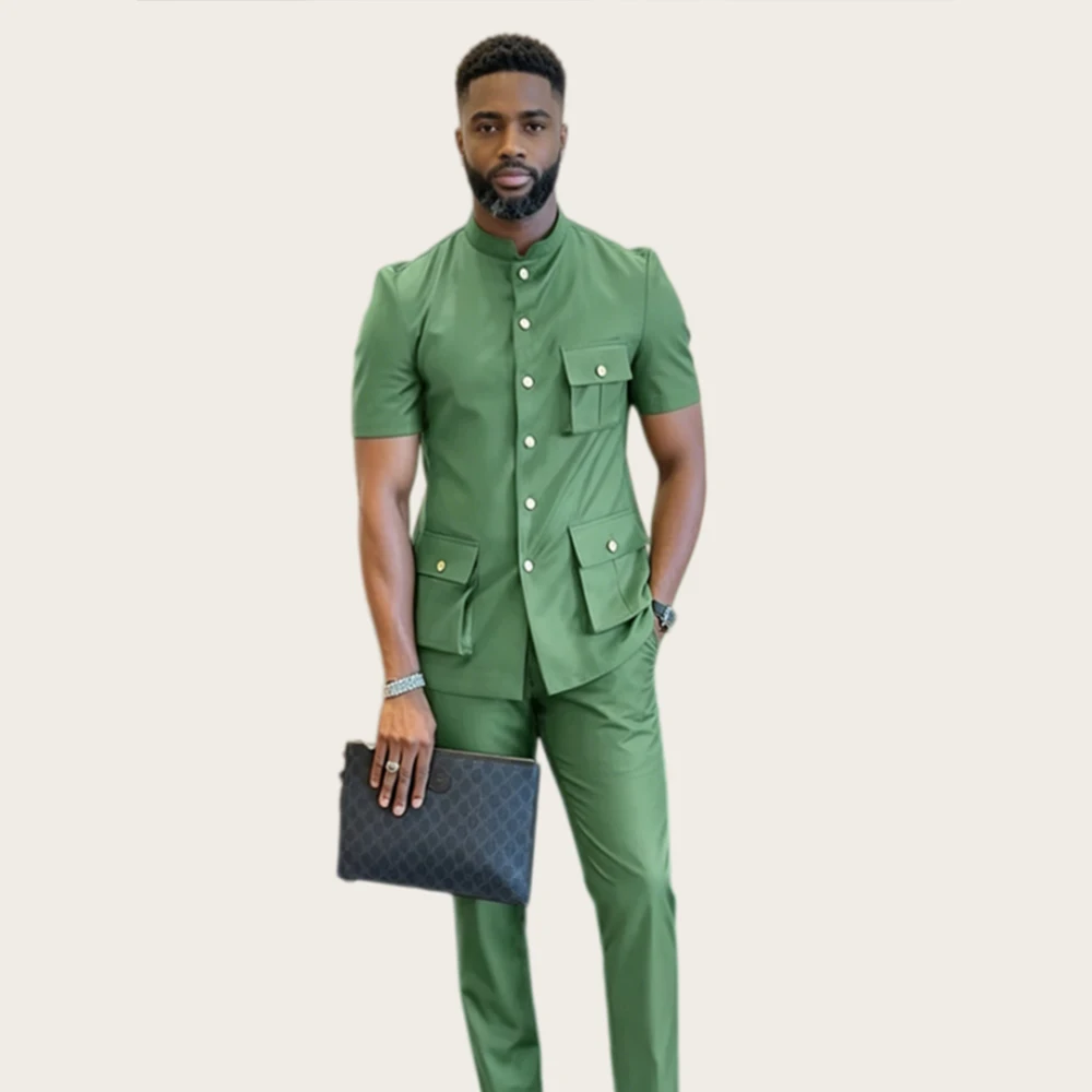 Mophiel Men's Suits with Short Sleeve Stand Collar for Wedding Party Suit Single Breasted Slim Blazer Office Business Customized
Mophiel Men's Suits with Short Sleeve Stand Collar for Wedding Party Suit Single Breasted Slim Blazer Office Business Customized