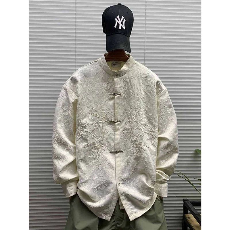 New Chinese Sle Long Sve irt Jaet Men's Casual Loose Versatile Embroidered Casual Outerwear Autumn Spring
New Chinese Sle Long Sve irt Jaet Men's Casual Loose Versatile Embroidered Casual Outerwear Autumn Spring