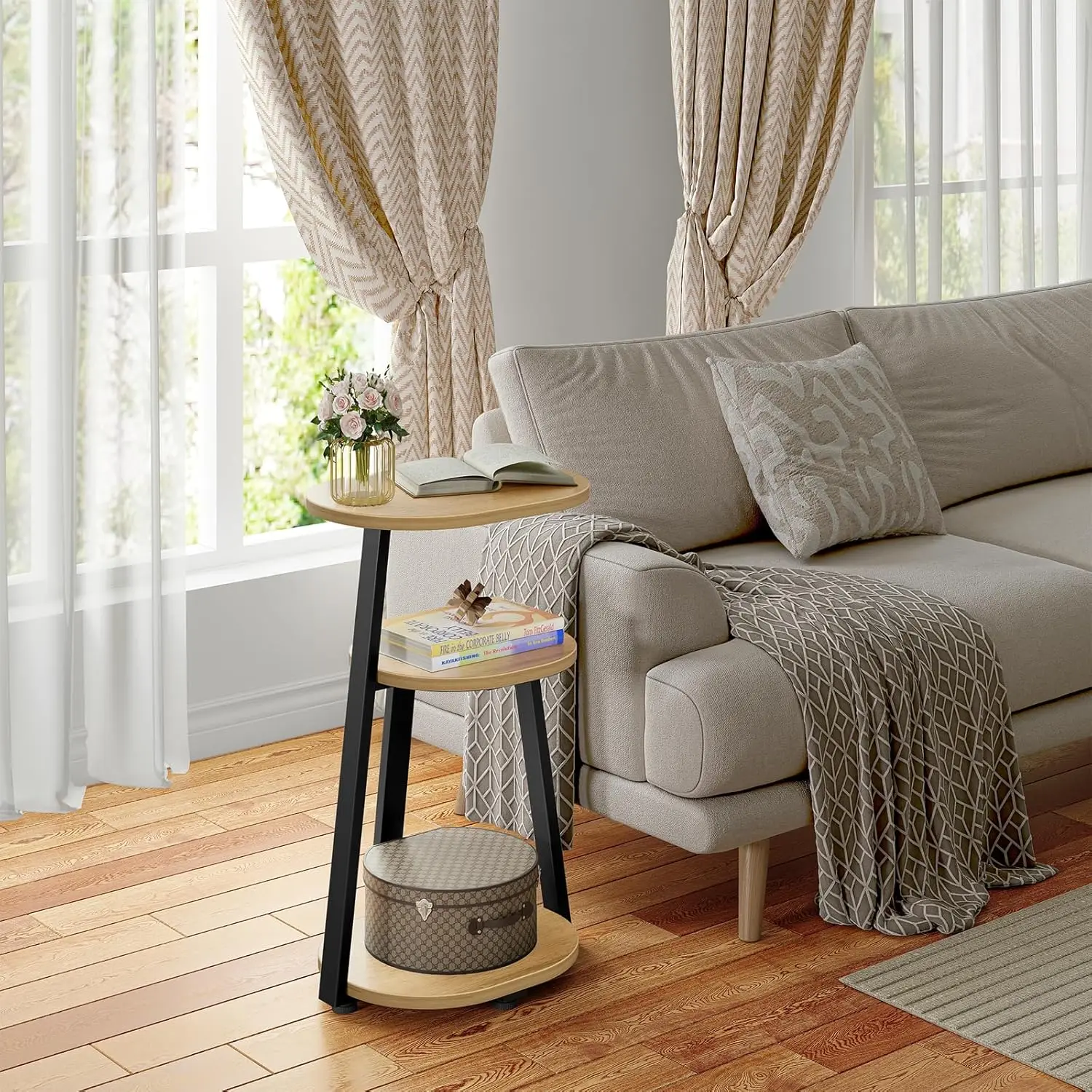 Side Table, Small End Table With Metal Frame, 3-Tier Bedside Tables, Round Side Tables For Living Room Bedroom Couch Bathroom,
Side Table, Small End Table With Metal Frame, 3-Tier Bedside Tables, Round Side Tables For Living Room Bedroom Couch Bathroom,