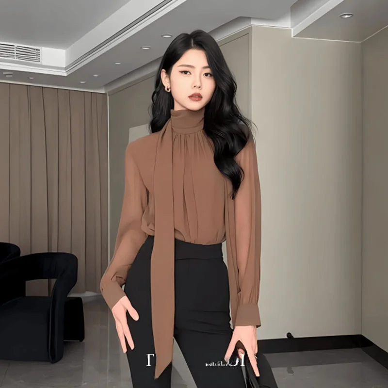 Elegant Long Sleeve Half High Collar Shirt with Sash Women's Spring Summer New Design Sensation Lady Style Commute Fashion
Elegant Long Sleeve Half High Collar Shirt with Sash Women's Spring Summer New Design Sensation Lady Style Commute Fashion