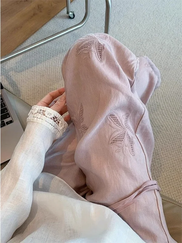 plus Size Casual Embroidered Loose Drapey Wide Leg Pants Women's High Waist Straight Cut Trousers Summer Comfortable Pants
plus Size Casual Embroidered Loose Drapey Wide Leg Pants Women's High Waist Straight Cut Trousers Summer Comfortable Pants