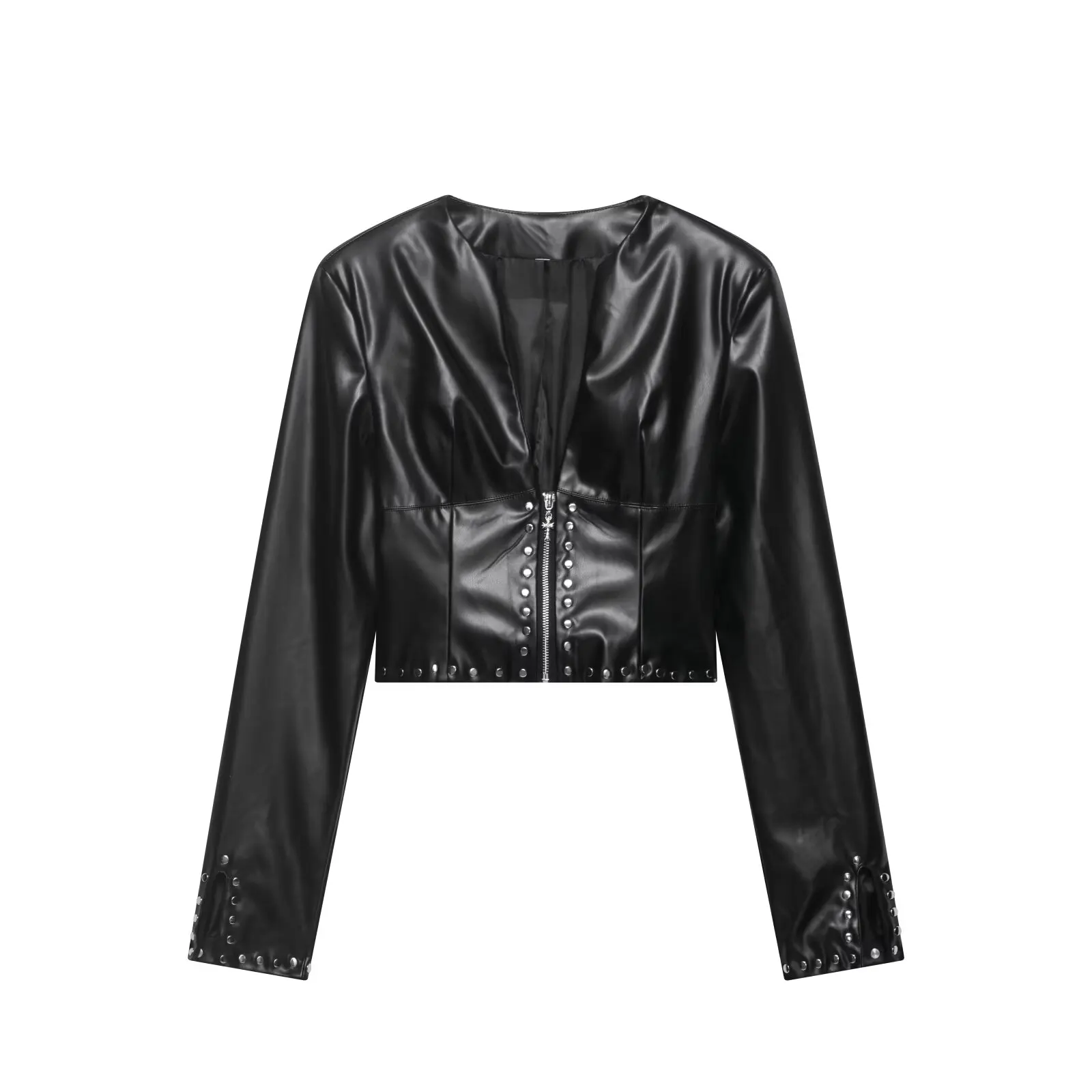 WOMAN 2026 Summer New Casual Fashion PU Leather Deep V-neck Rivet Decoration Short Waist Outcoat Retro Women's Outcoat Top Chic
WOMAN 2026 Summer New Casual Fashion PU Leather Deep V-neck Rivet Decoration Short Waist Outcoat Retro Women's Outcoat Top Chic