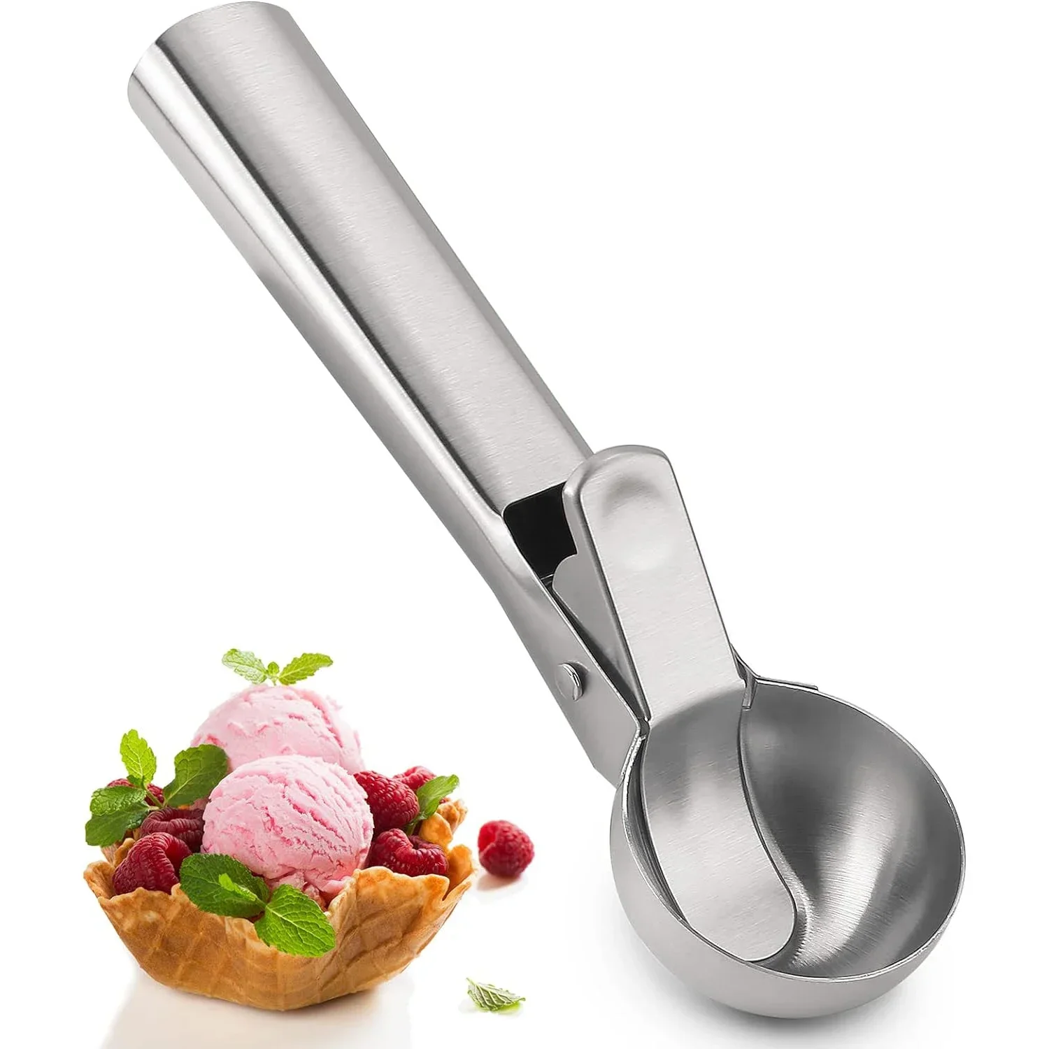 Premium Stainless Steel Ice Cream Scoop with Trigger Fruit Scoop Perfect for Frozen Yogurt Sundae Ice Cream Ball Spoon Stacks
Premium Stainless Steel Ice Cream Scoop with Trigger Fruit Scoop Perfect for Frozen Yogurt Sundae Ice Cream Ball Spoon Stacks