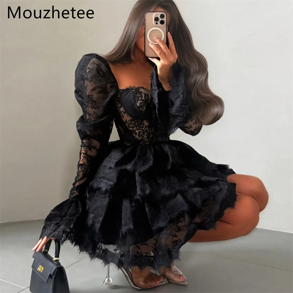 Mouzhetee Elegant A-Line Mini Lace Black Evening Dresses Formal Party Gowns for Women Simple Prom Gown Customized 2026
Mouzhetee Elegant A-Line Mini Lace Black Evening Dresses Formal Party Gowns for Women Simple Prom Gown Customized 2026